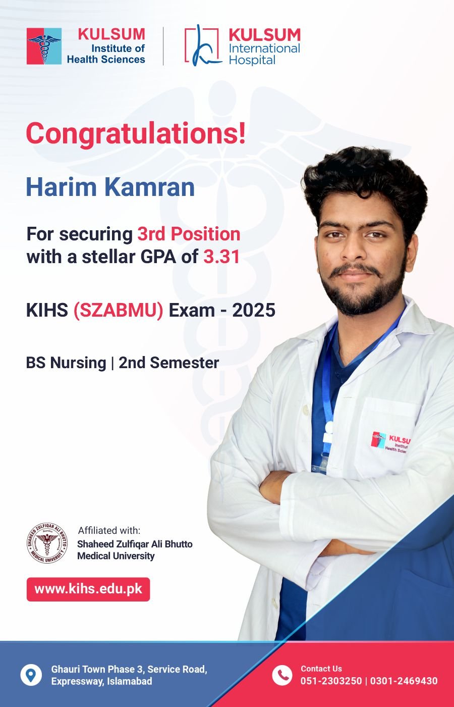 Harim Kamran |Kulsum Institute of Health Sciences | Position Holders
