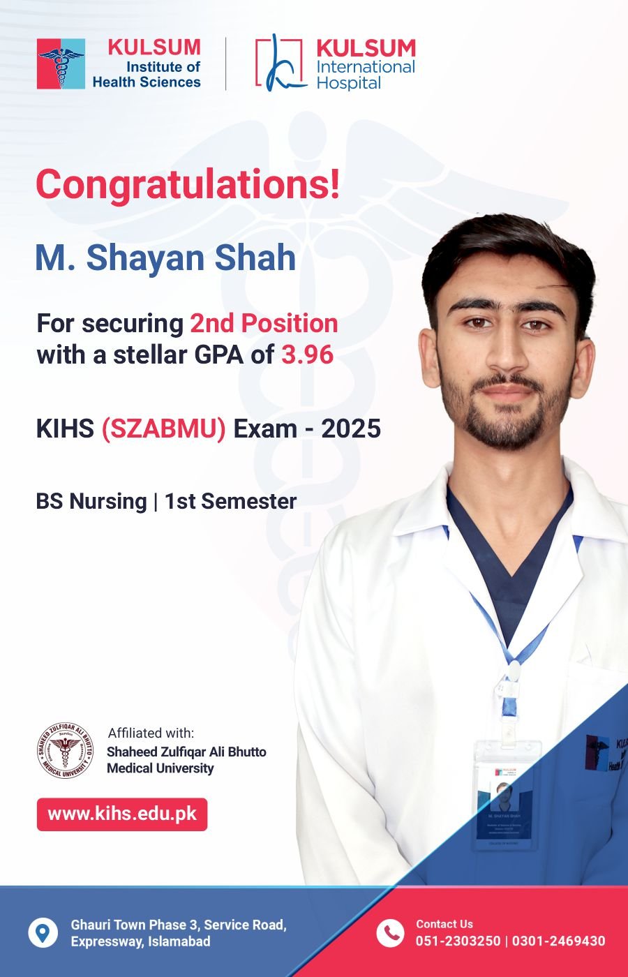M. Shayan Khan |Kulsum Institute of Health Sciences | Position Holders